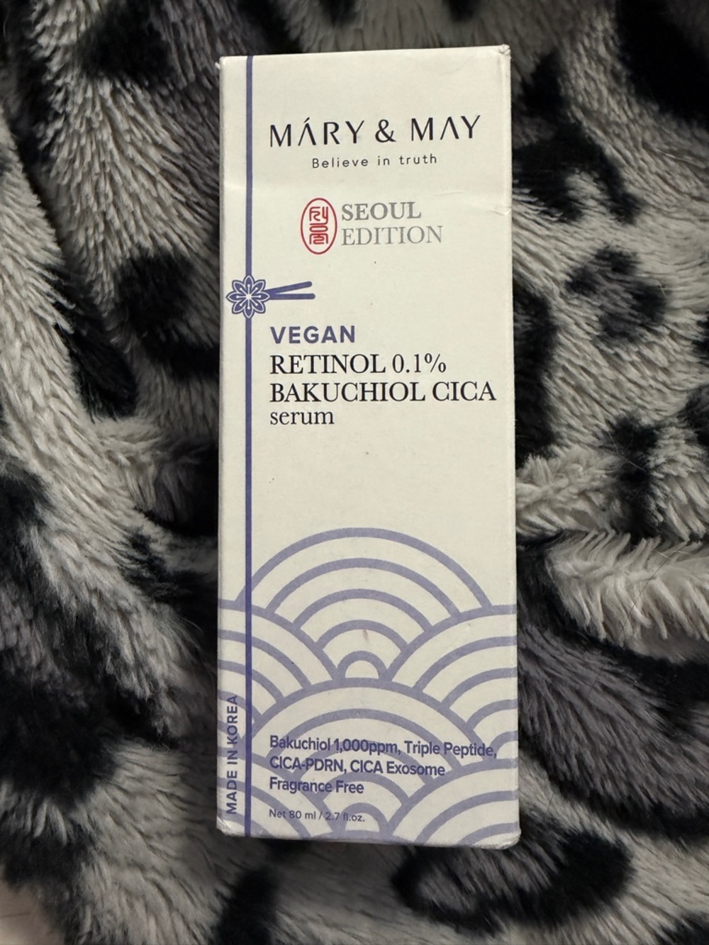 MARY & MAY Vegan Retinol Bakuchiol Cica Serum - White & Lavender Packaging